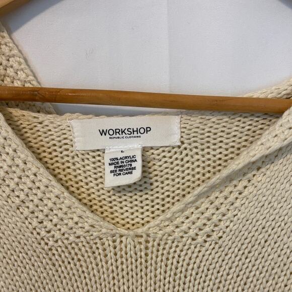 Workshop Republic Clothing Cream V-Neck Sweater - Picture 3 of 7